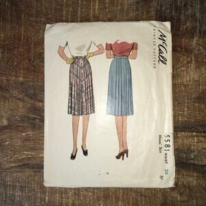 VIntage McCall Sewing Pattern 5581 Original 1944 Pleated Skirt Waist 26 COMPLETE